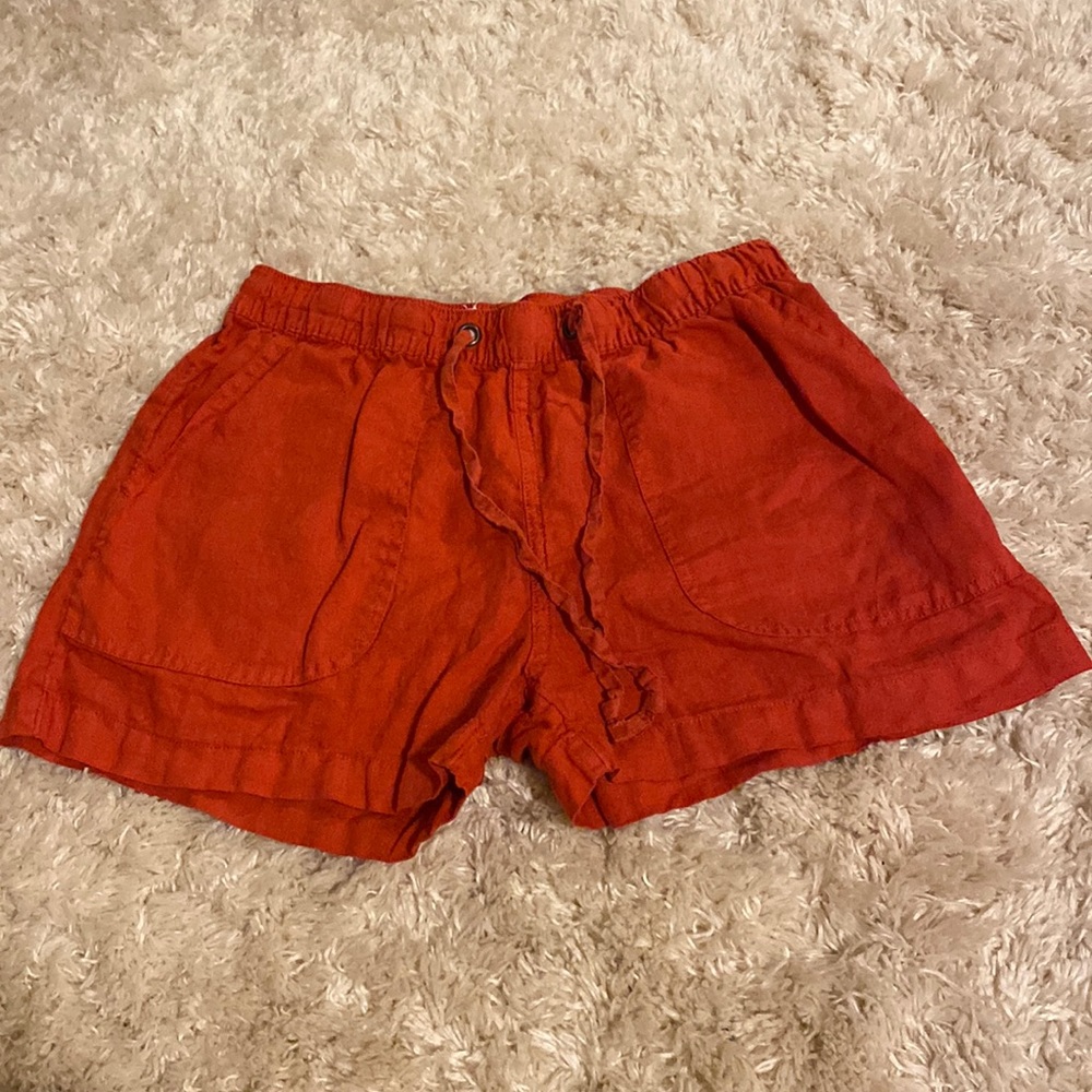 Reddish Orange Flowy Shorts